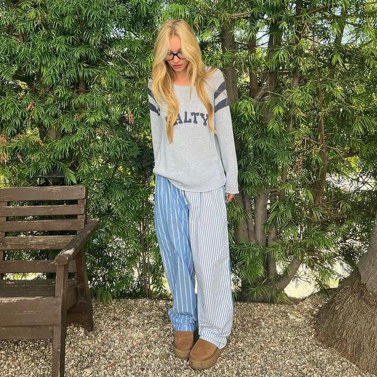 Vintage blue stripe relaxed pants