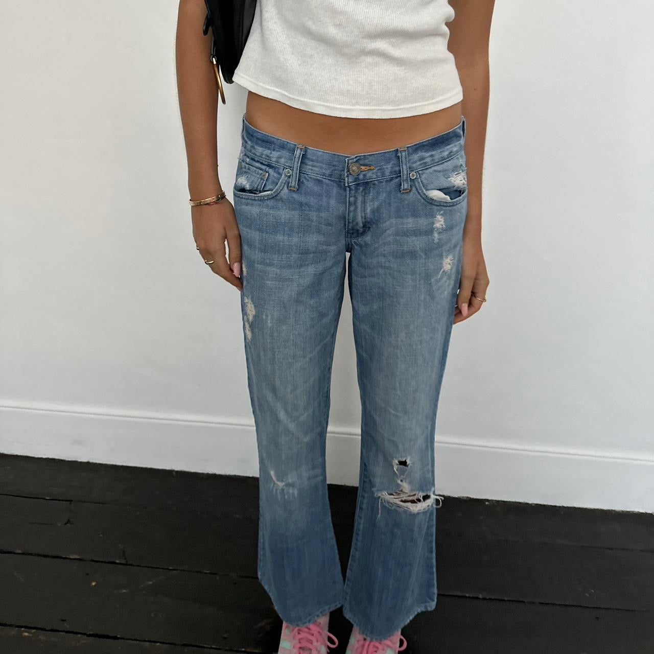 Vintage 2000’s Abercrombie blue distressed jeans