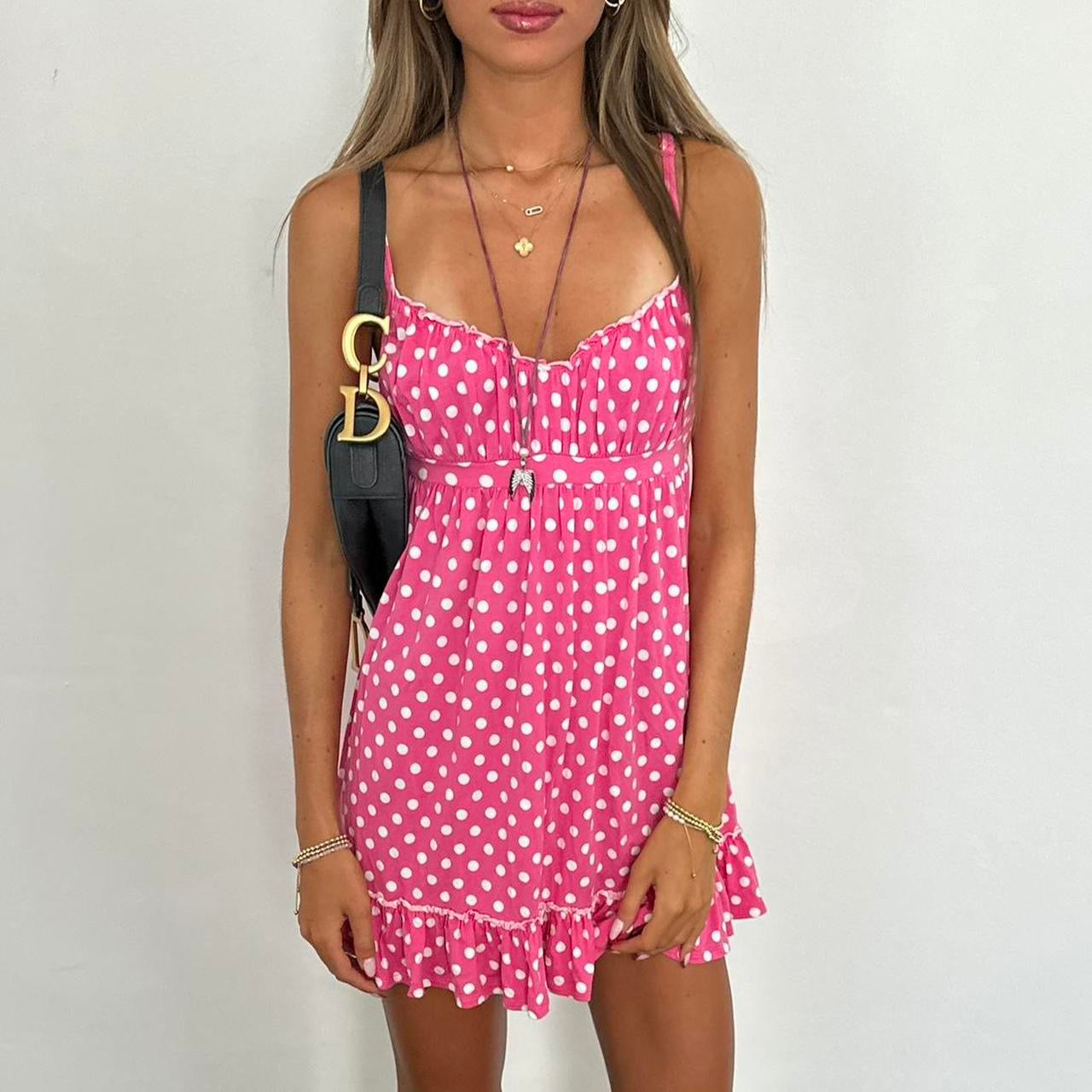 Vintage 2000’s Victoria’s Secret pink polka dots dress