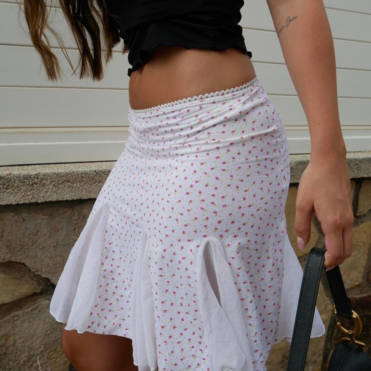 Vintage 90’s ditsy floral print midi skirt