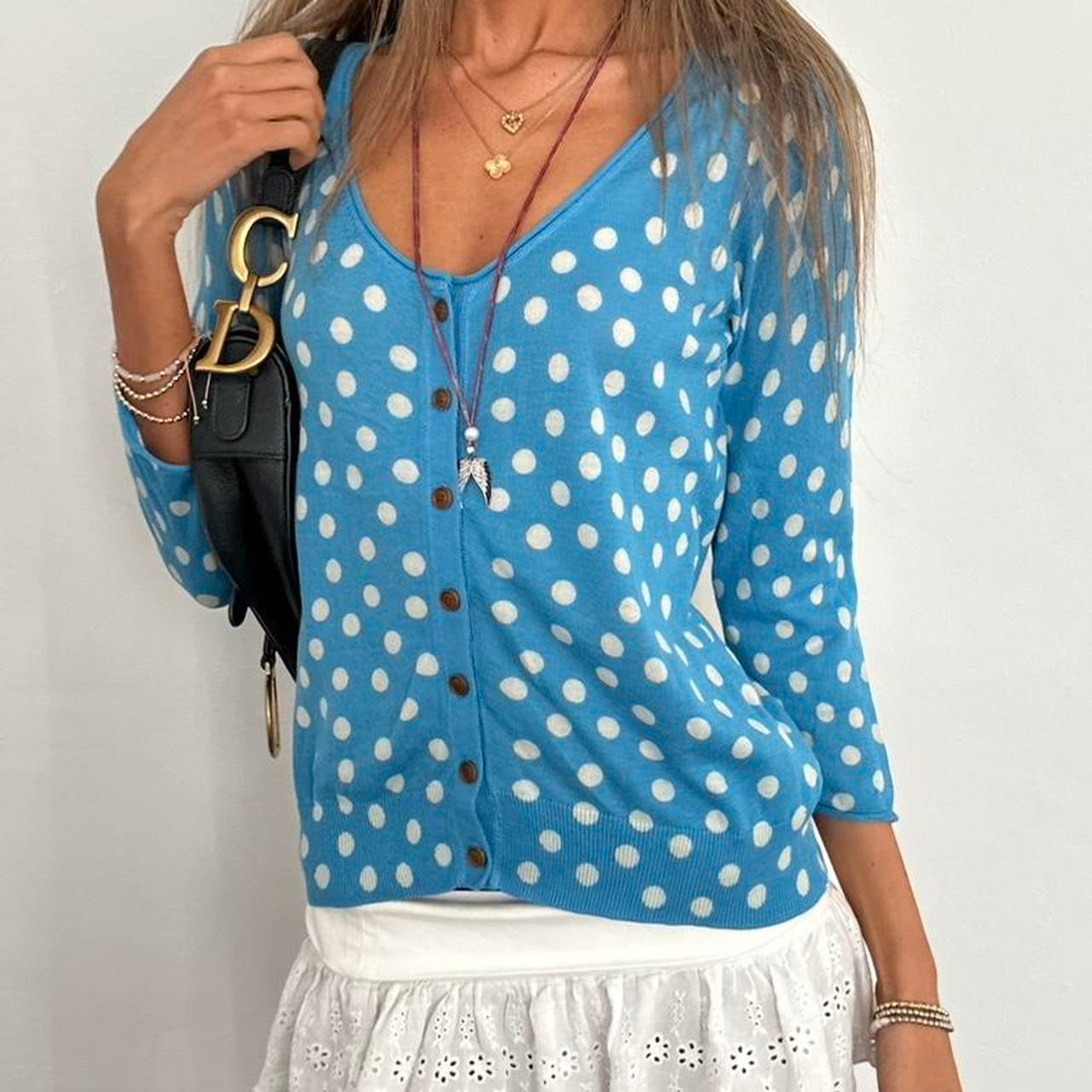 Vintage blue polka dot cardigan