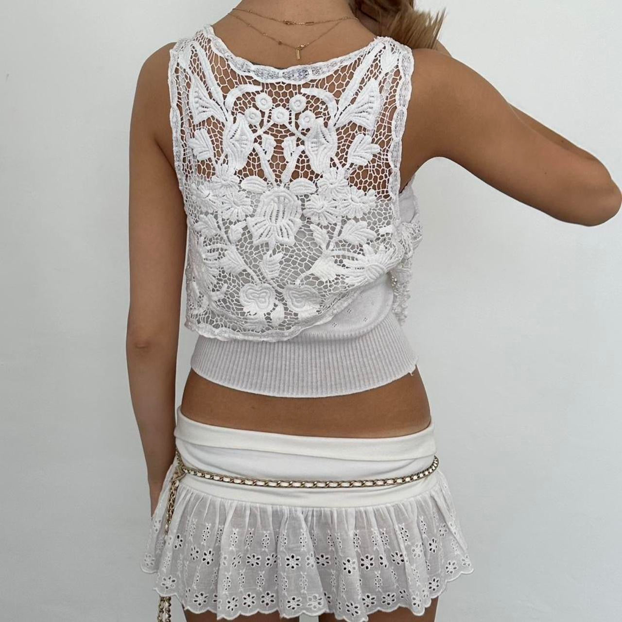 Vintage white delicate layering top