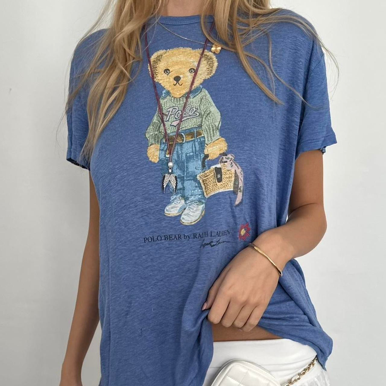 Vintage Ralph Lauren teddy bear blue tee