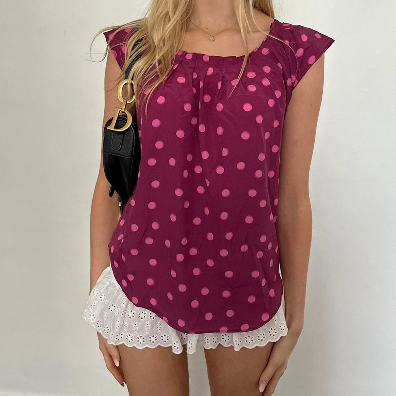 Vintage 90’s pink polka dot blouse top