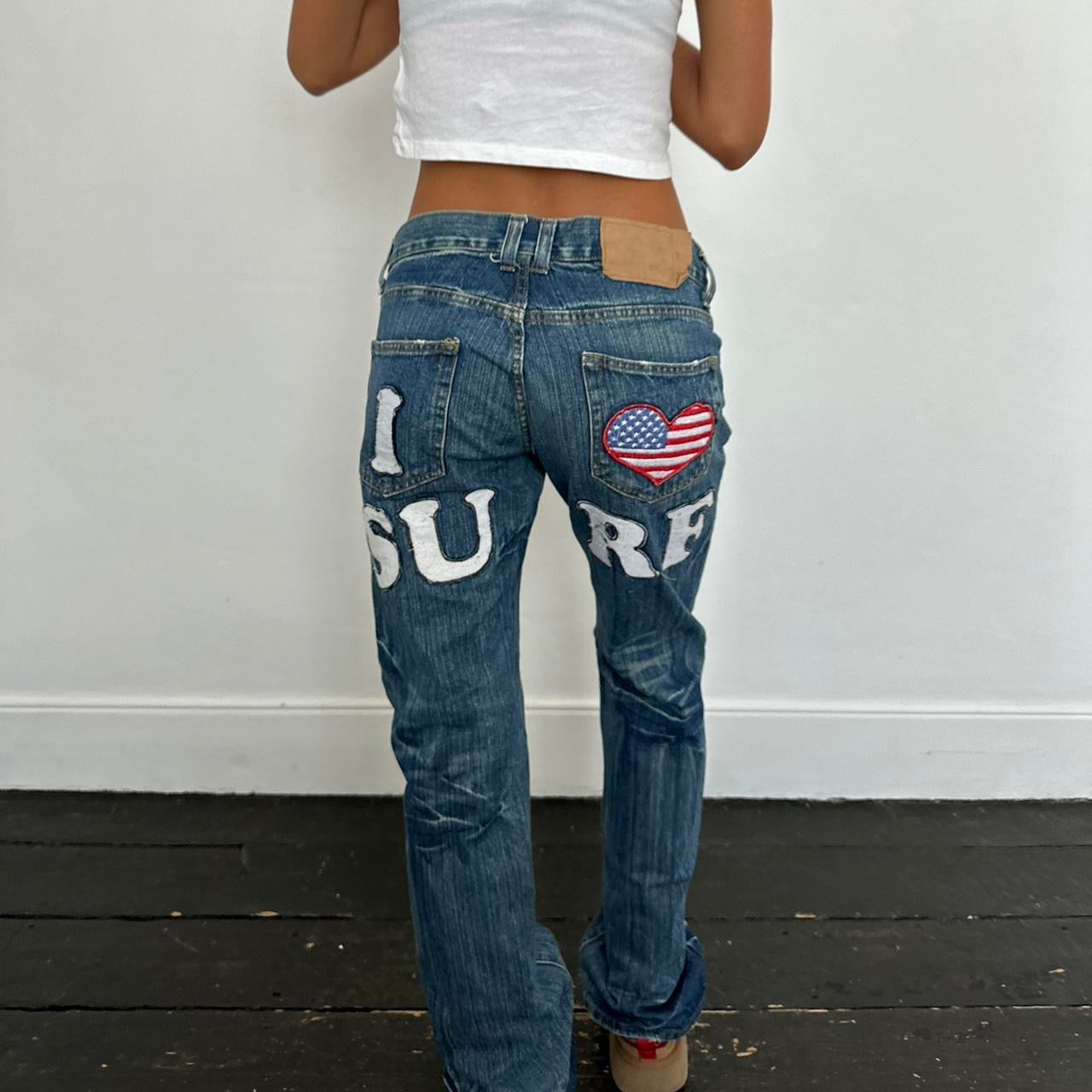 Vintage iconic rare 90s I love surf jeans 🩵🏄🏼♀️