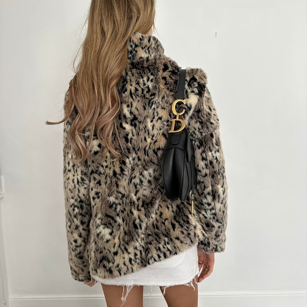 Vintage 2000’s brown & black faux fur jacket