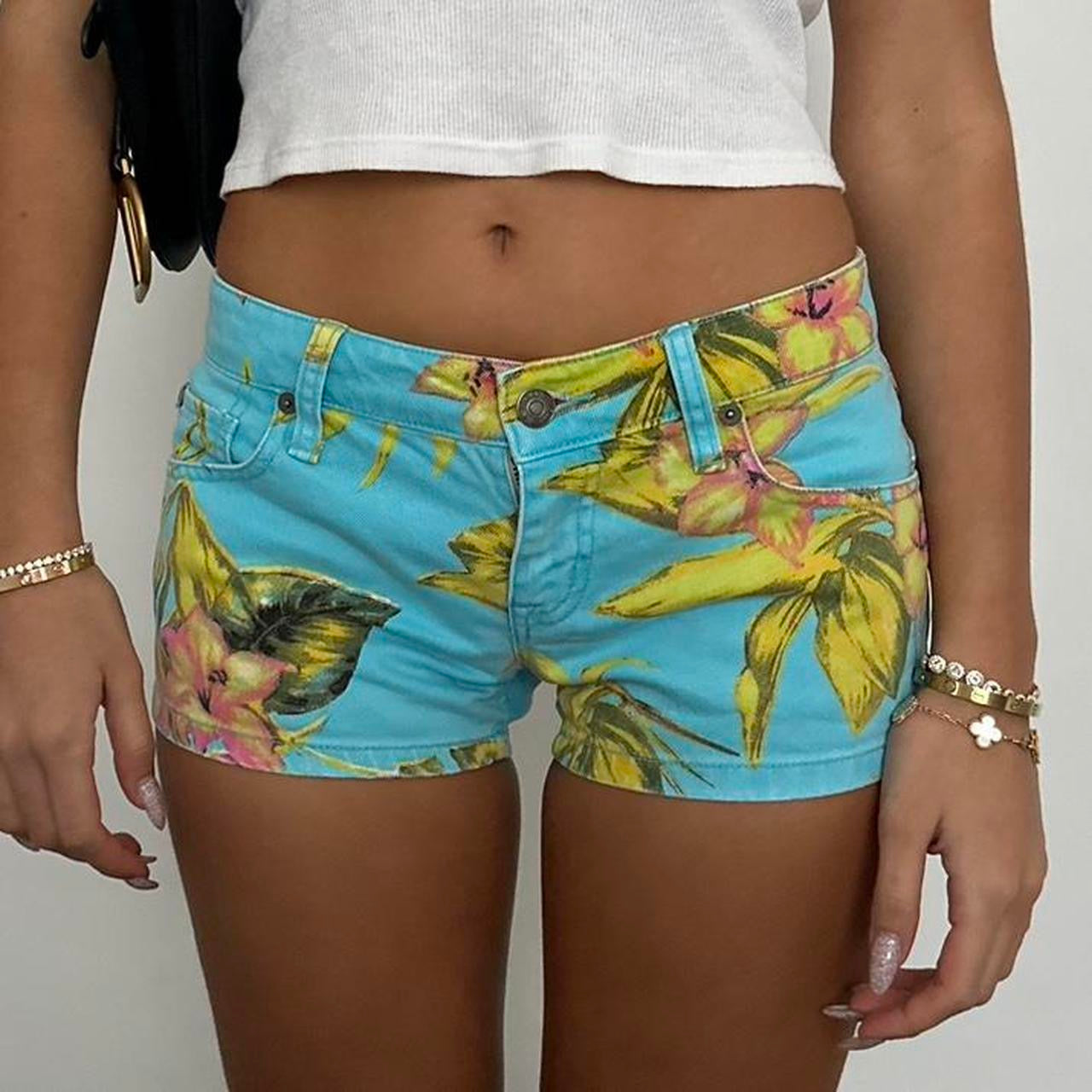 Vintage Ralph Lauren aqua tropical print shorts