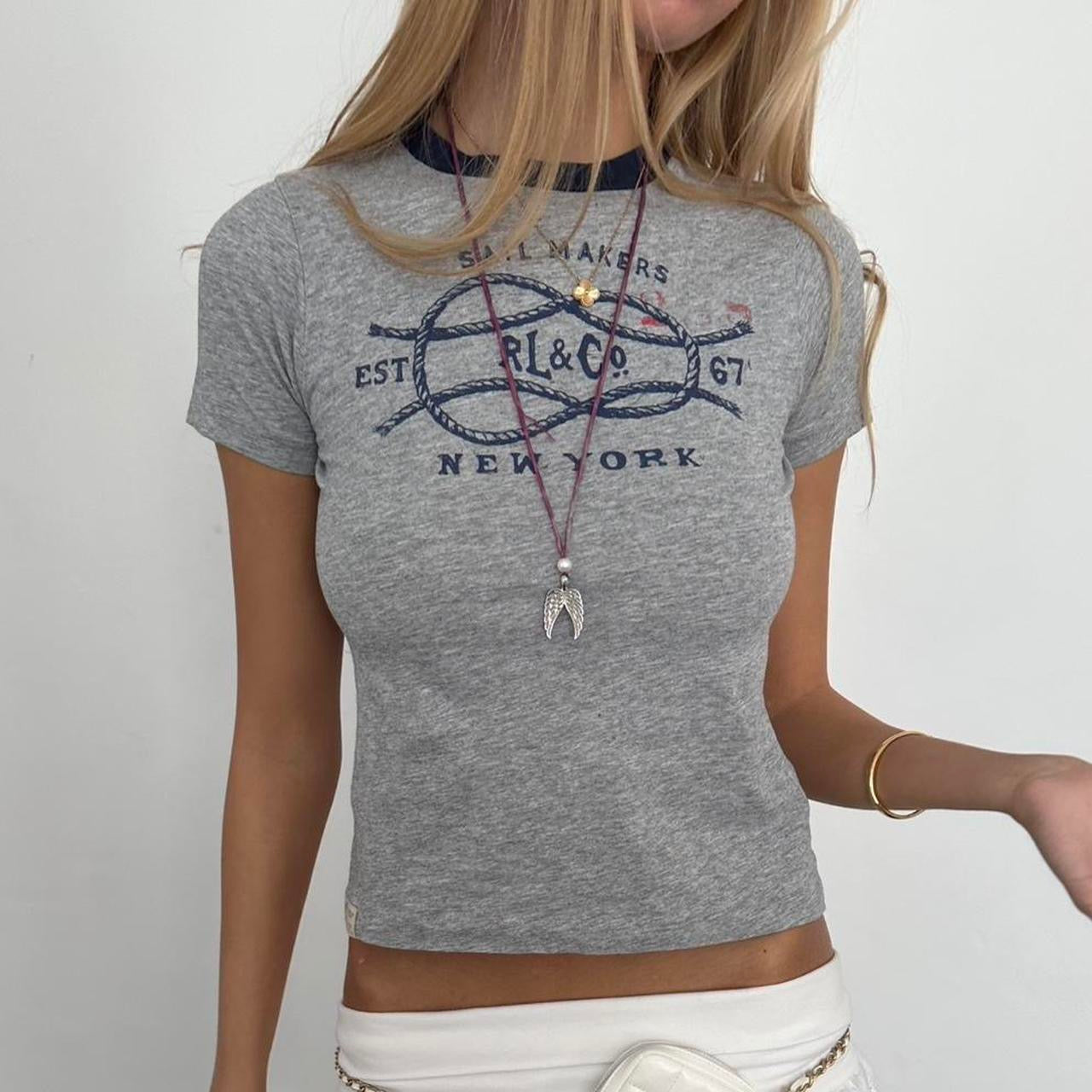Vintage Polo Ralph Lauren New York grey baby tee