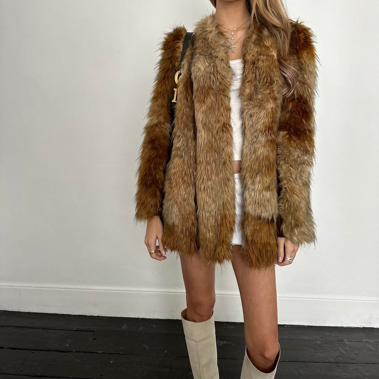 Vintage 2000’s brown faux fur jacket