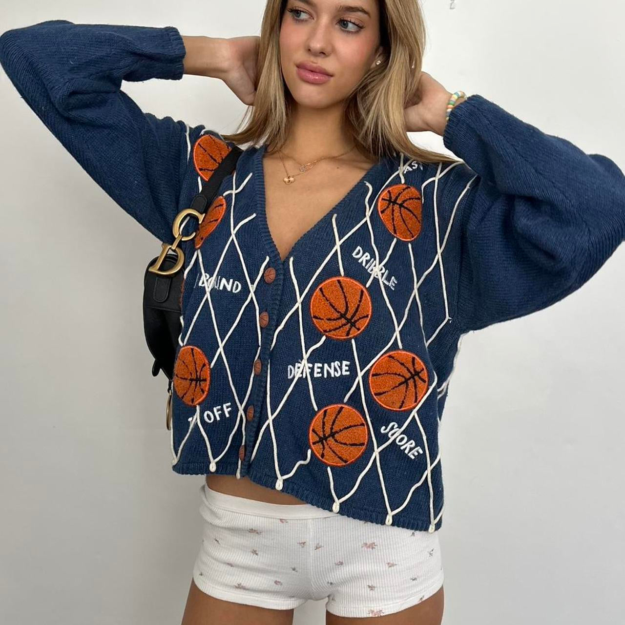 Vintage 90’s navy basketball cardigan