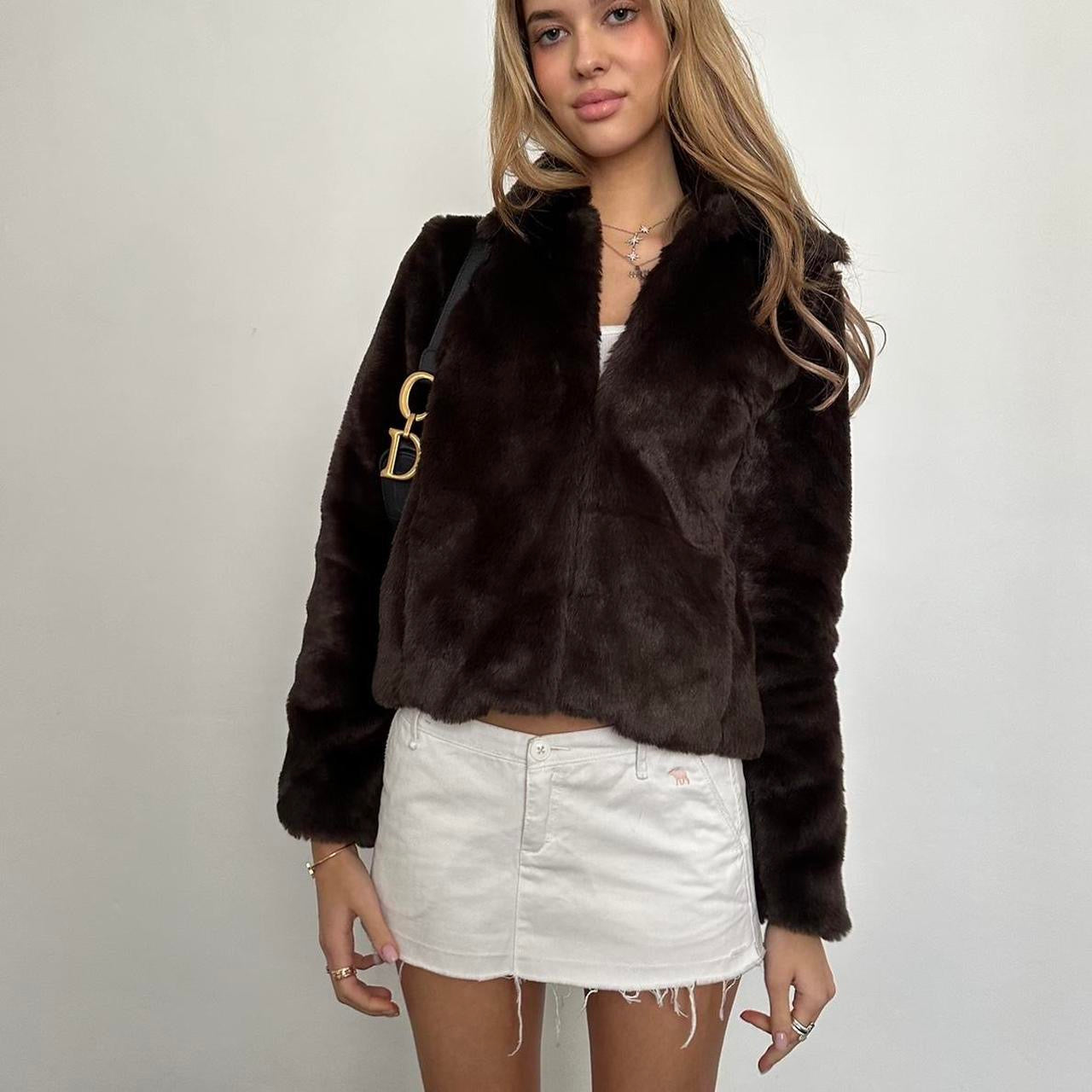 Vintage 2000’s brown faux fur jacket