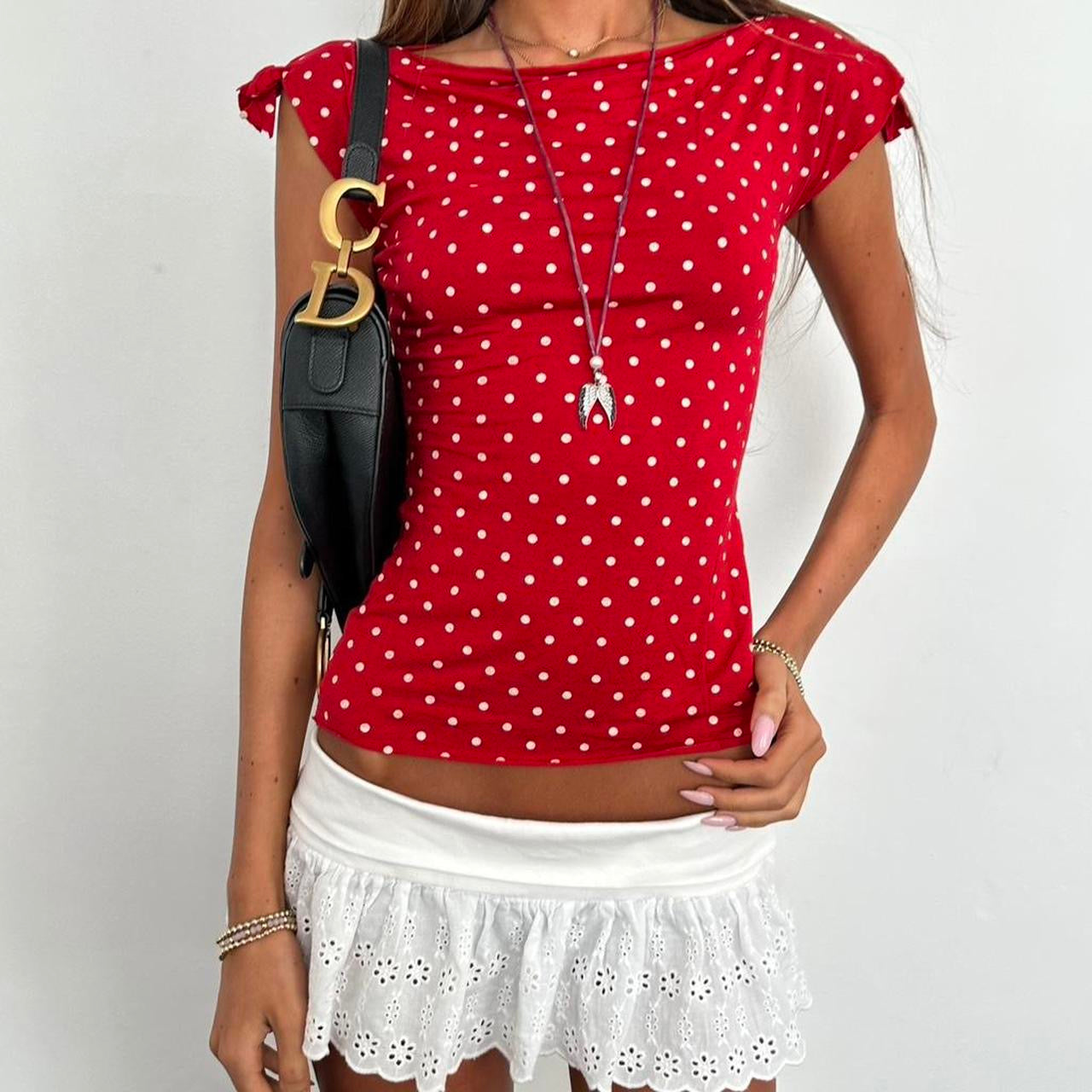 Vintage 2000’s red polka dot top