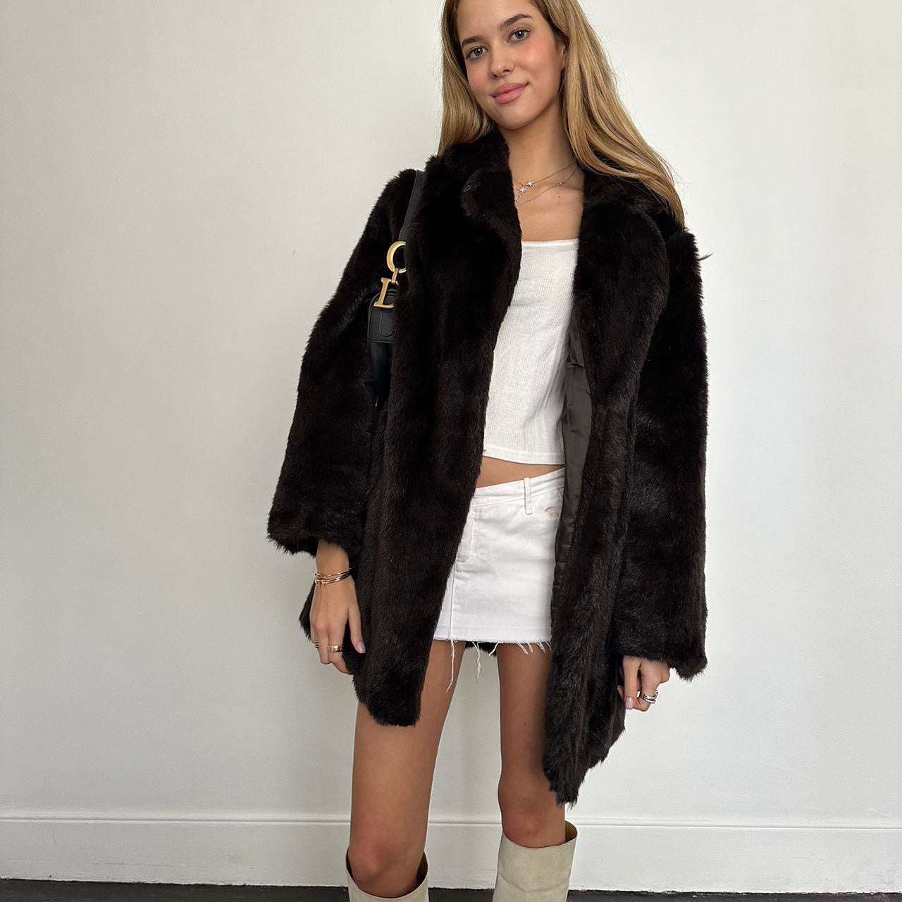 Vintage 2000’s dark brown faux fur jacket