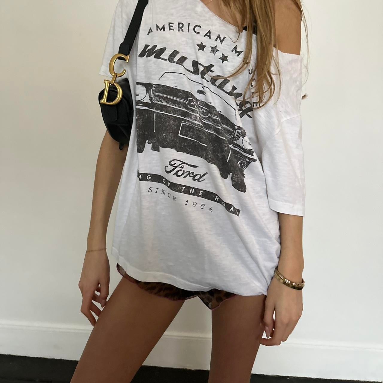 Vintage Ford off shoulder graphic top