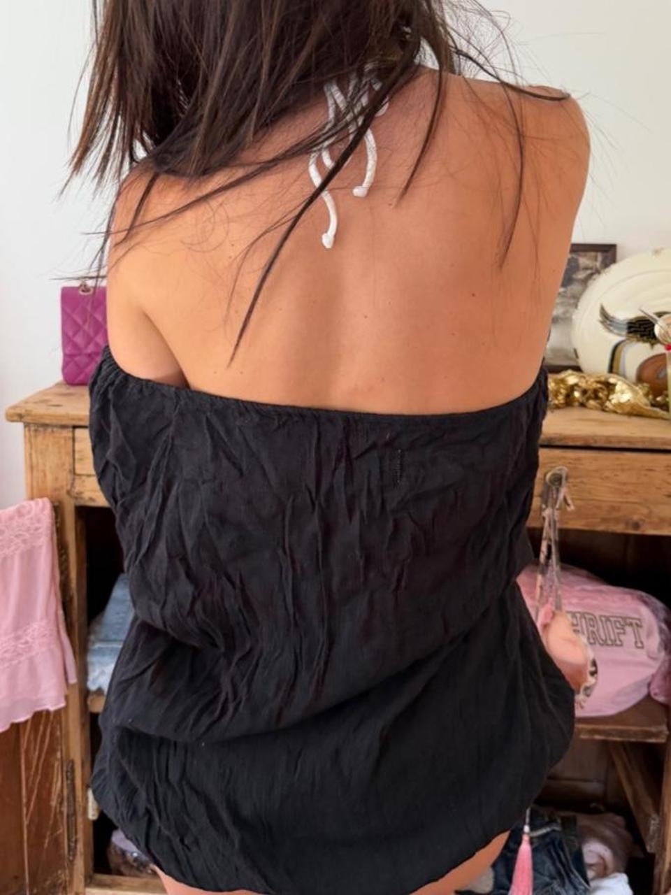 Vintage 00s black off the shoulder boho top