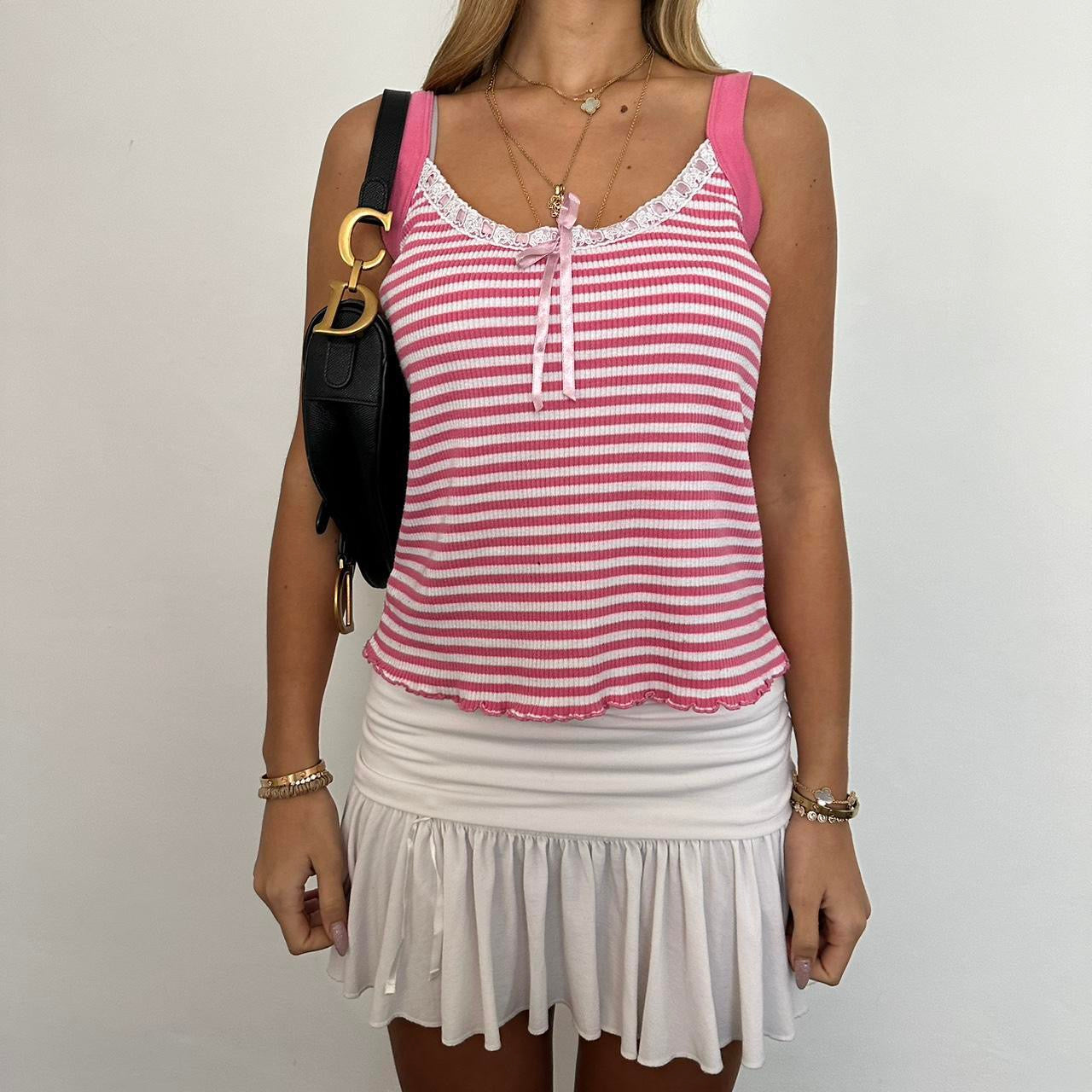 Vintage 90’s pink and white striped cami top
