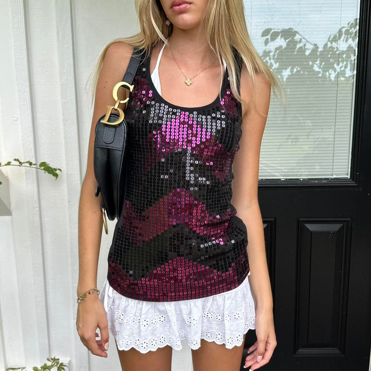 Vintage 90’s sequin purple & pink cami top