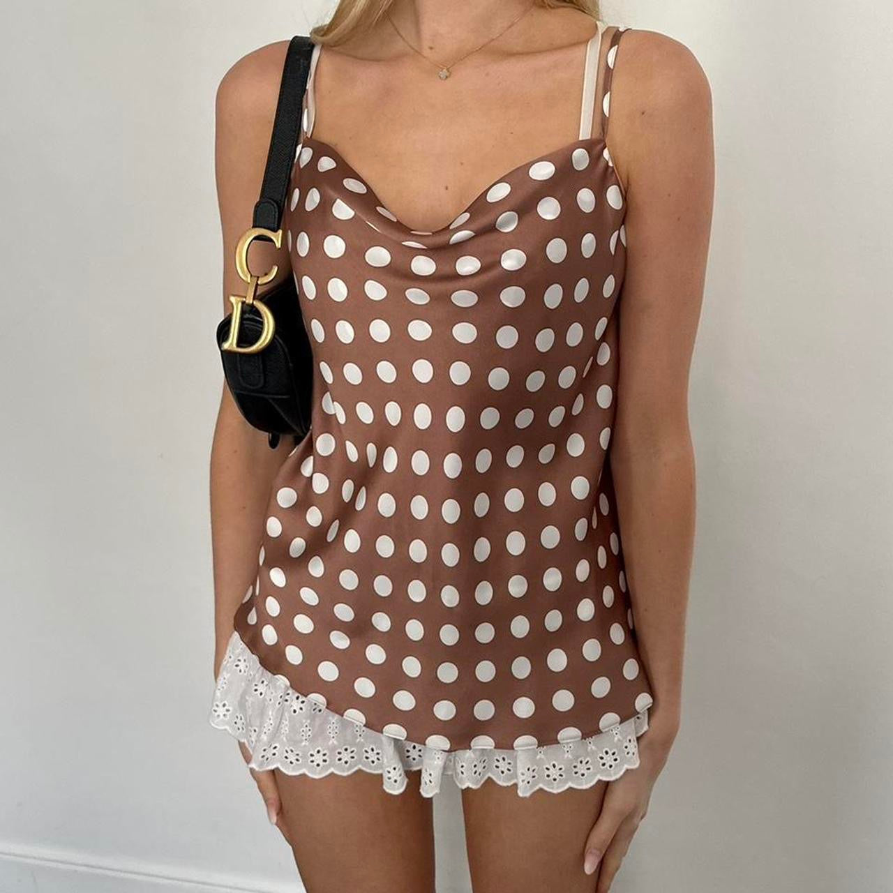 Vintage 90’s brown polka dot cami top