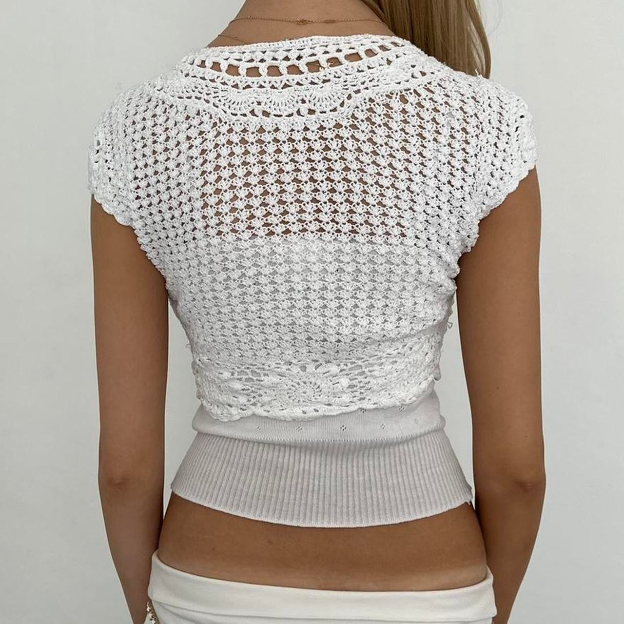 Vintage white crochet layering top
