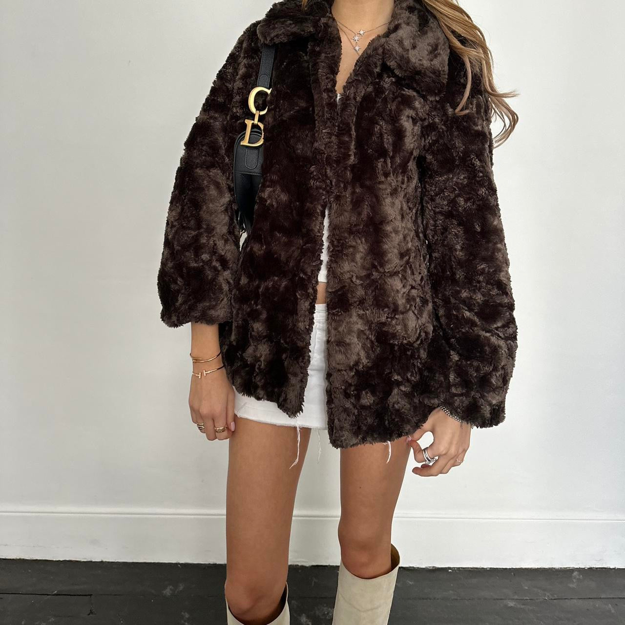 Vintage 2000’s brown faux fur jacket
