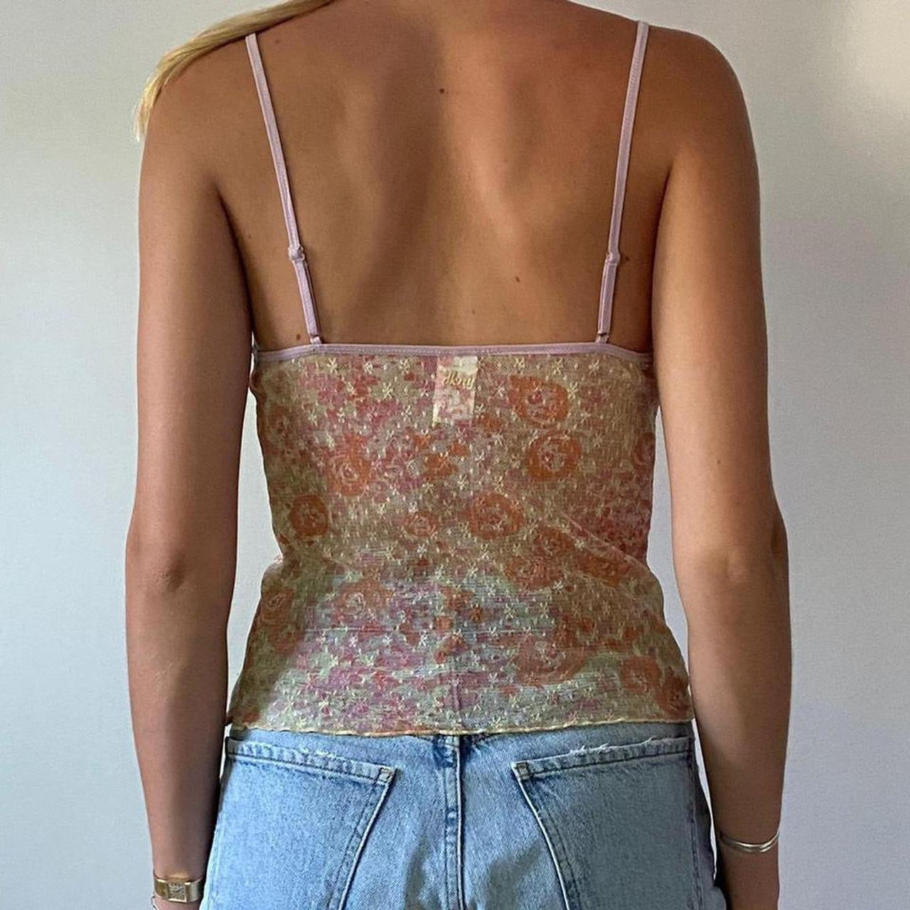 Vintage DKNY floral mesh cami top 🎀