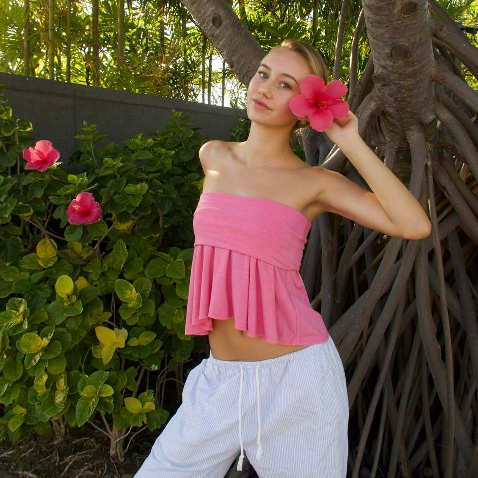 Vintage pink strapless top
