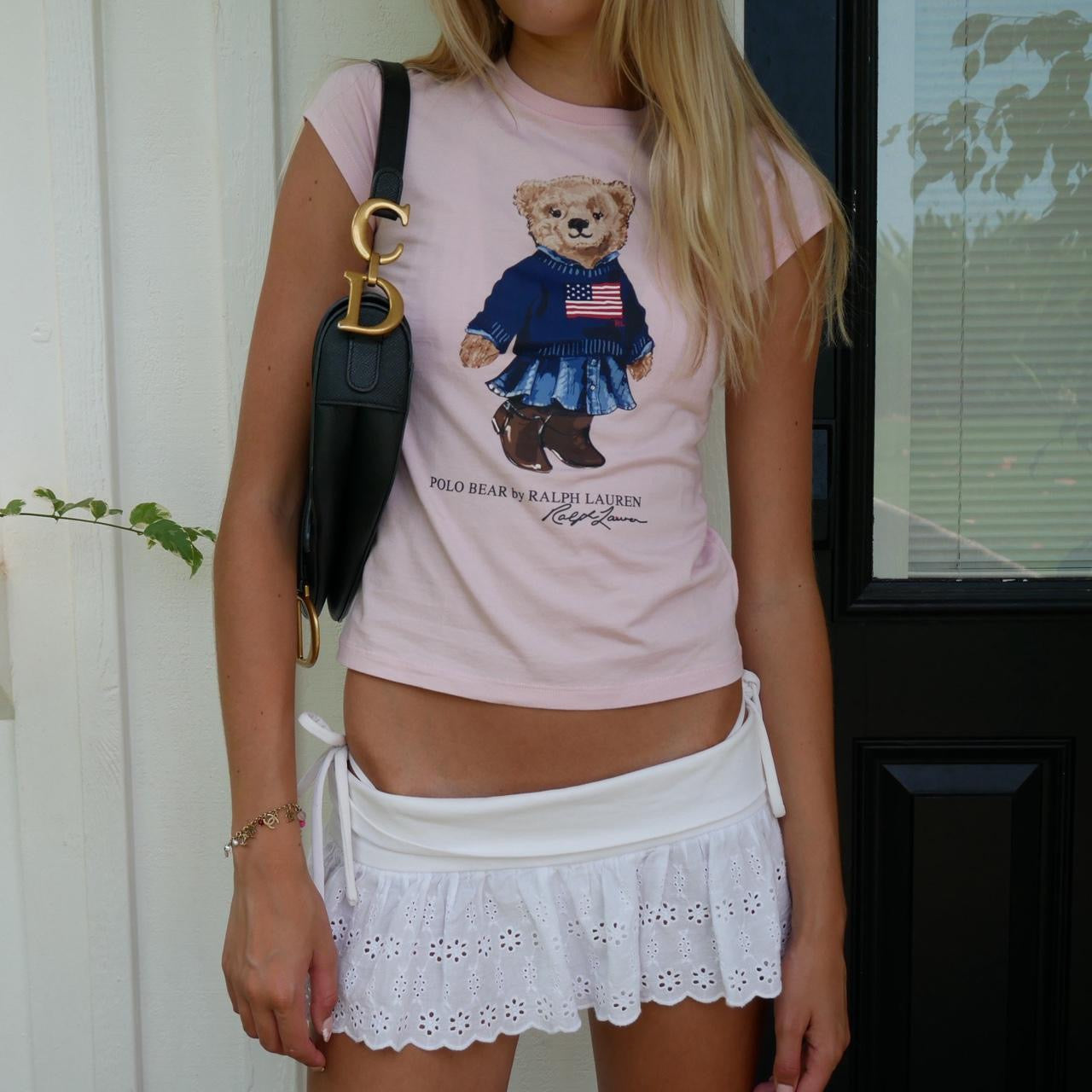 Vintage Ralph Lauren teddy bear pink baby tee