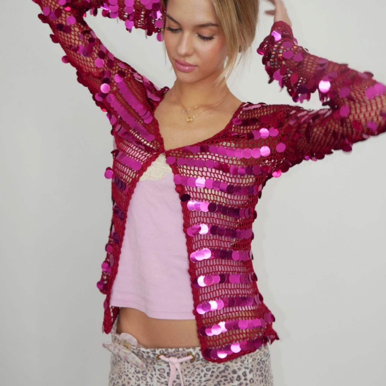 Vintage 90’s pink sequin long sleeve top