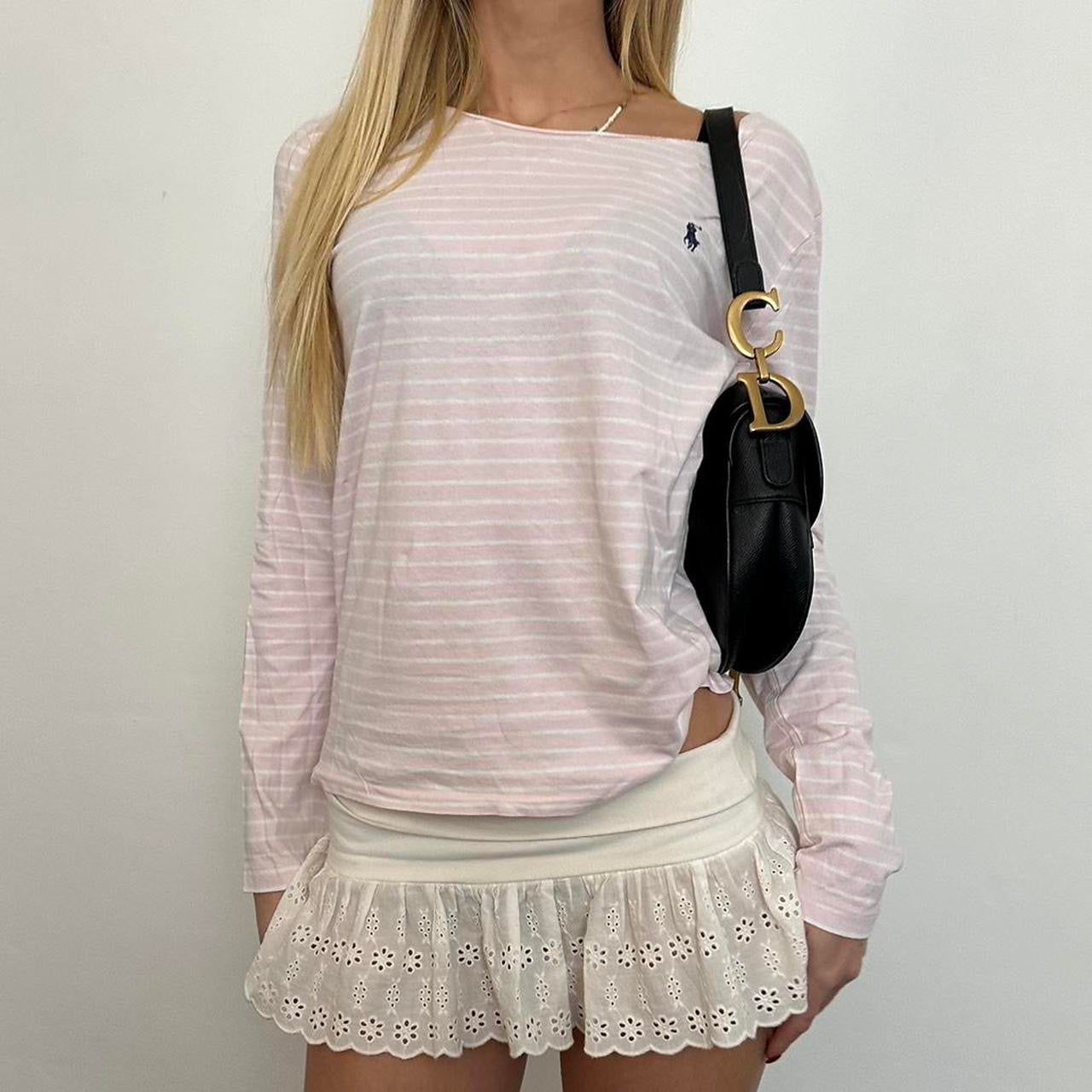 Vintage Ralph Lauren pastel pink long sleeve striped top