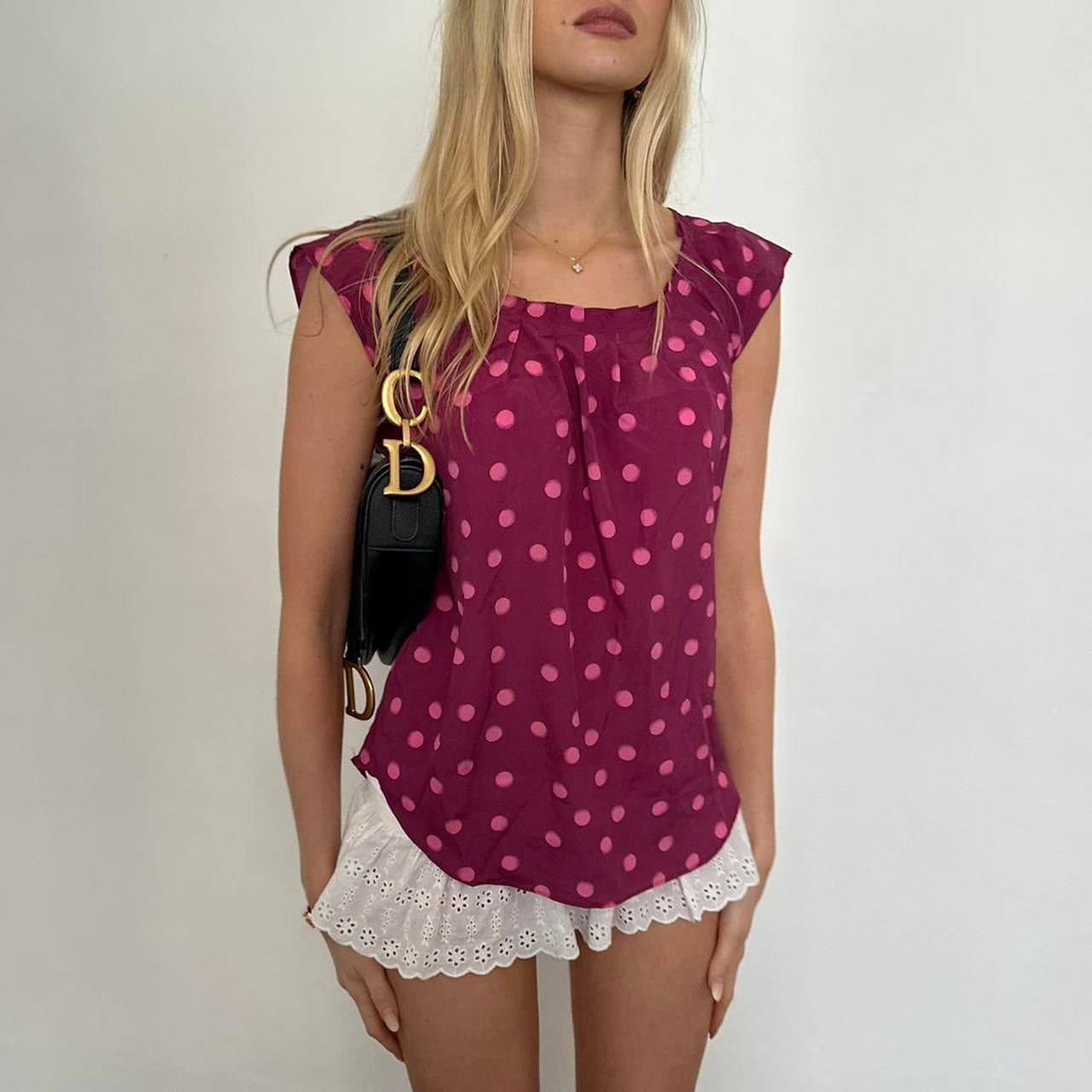 Vintage 90’s pink polka dot blouse top