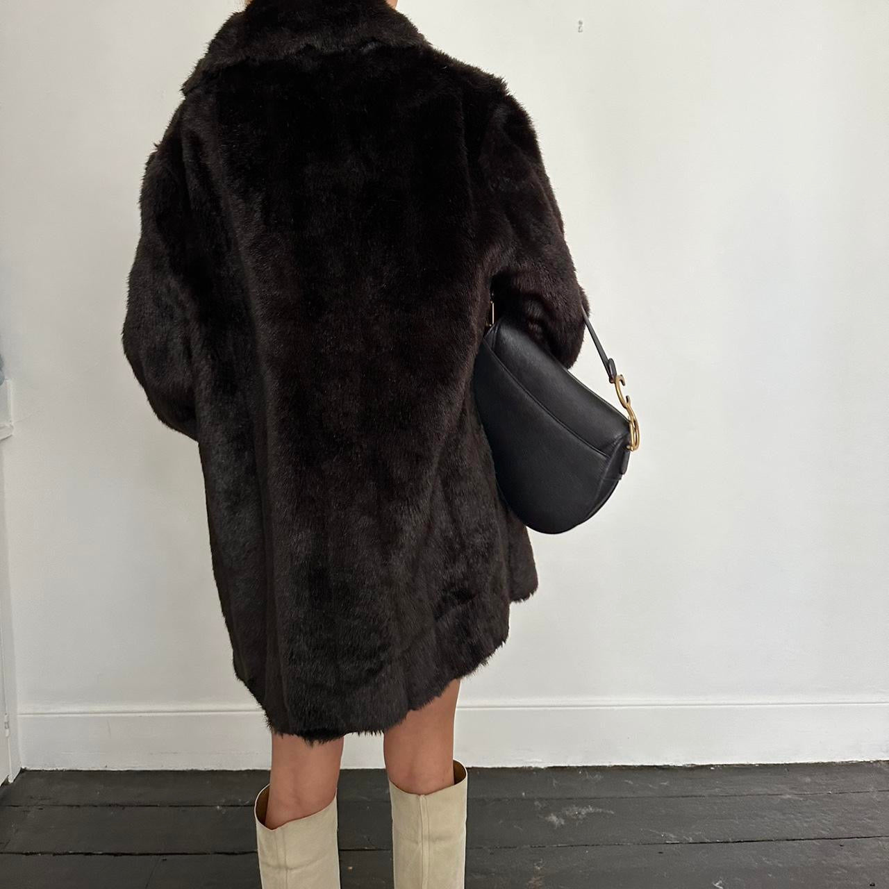 Vintage 2000’s dark brown faux fur jacket