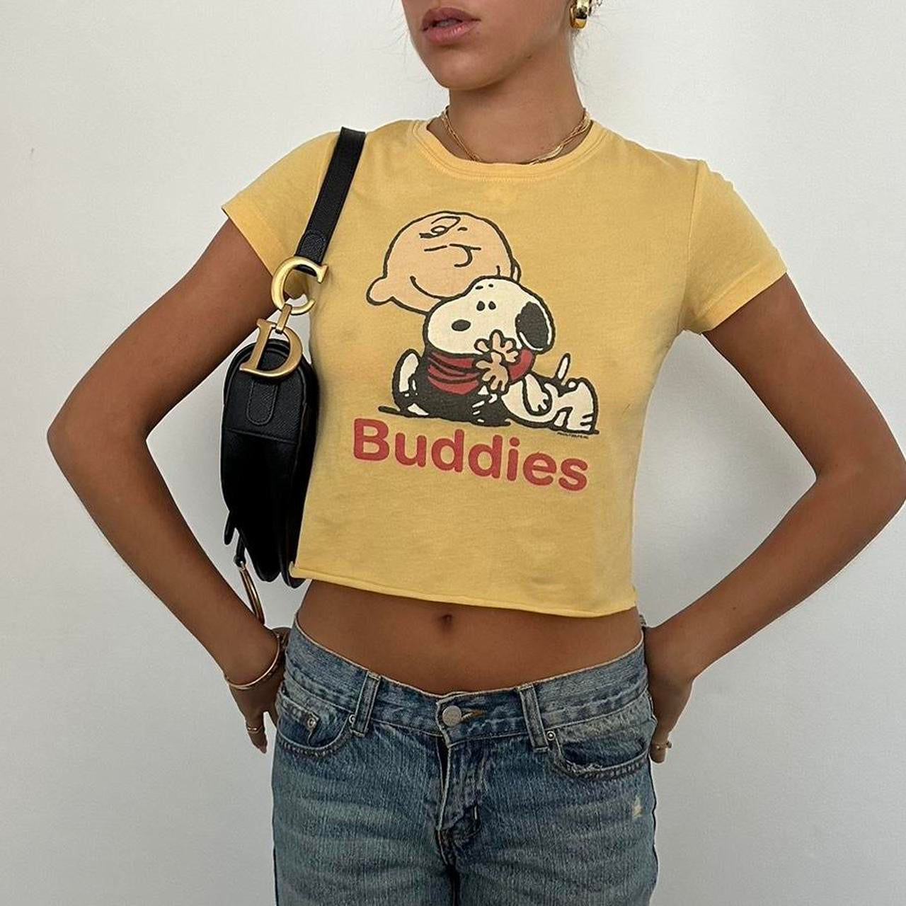 Vintage yellow snoopy graphic pink baby tee