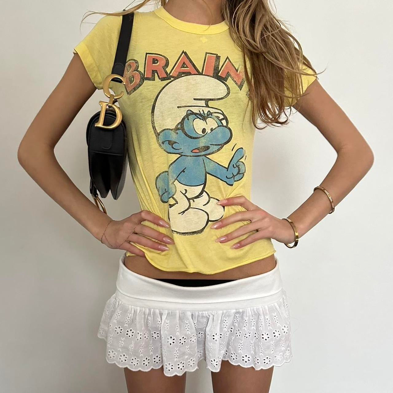 Vintage yellow graphic American baby tee