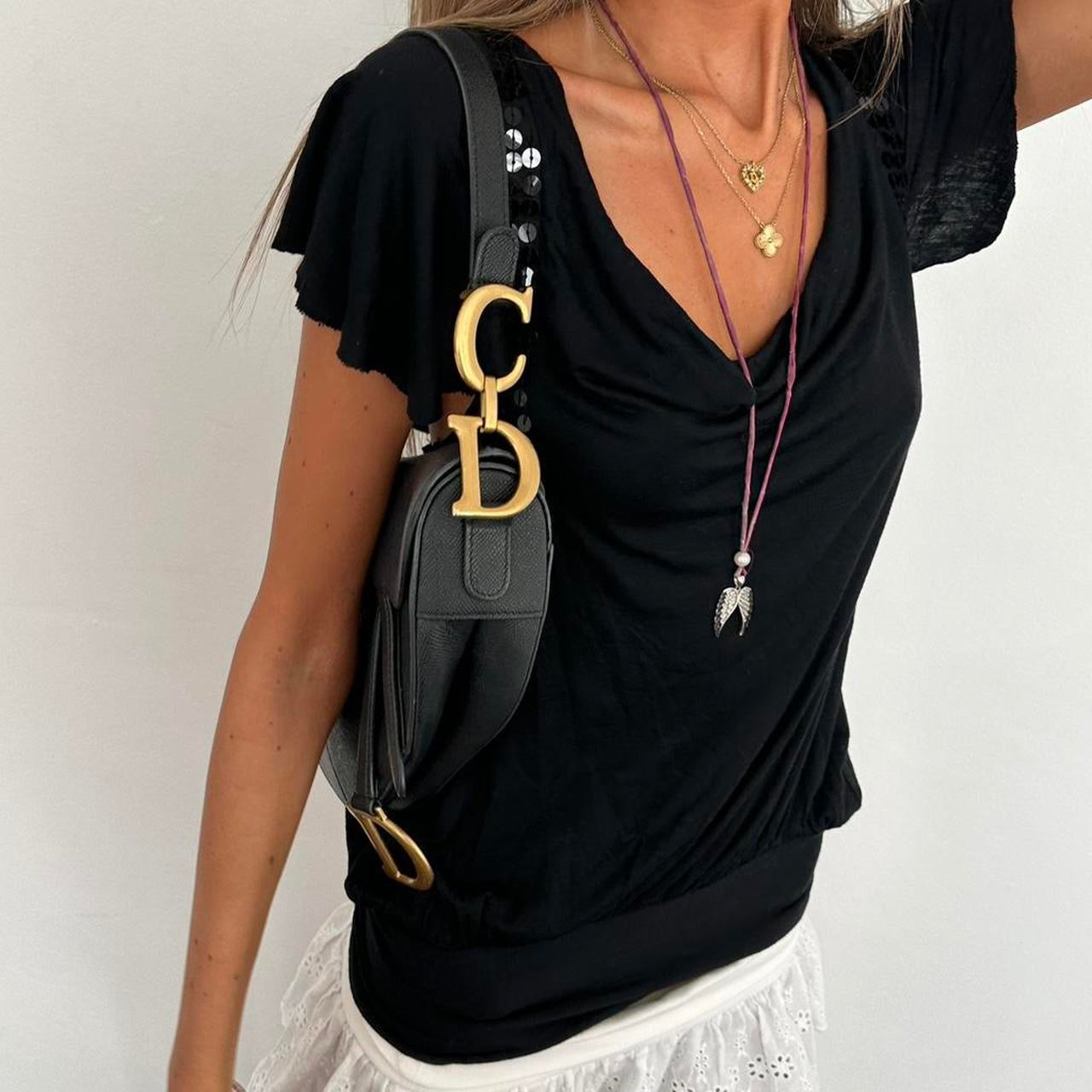 Vintage 2000’s black open back sequin top