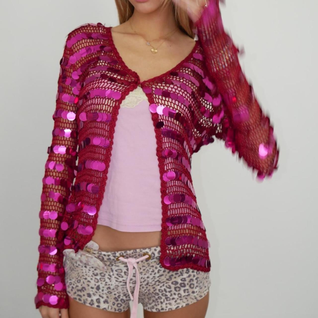 Vintage 90’s pink sequin long sleeve top
