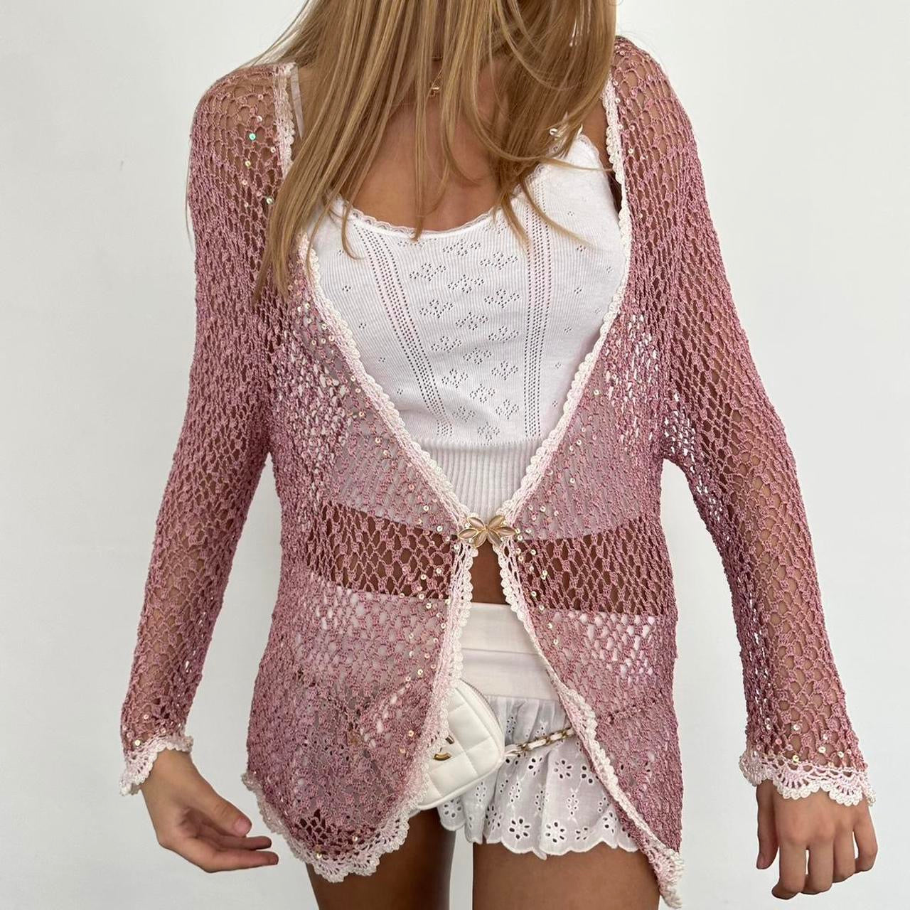 Vintage light pink delicate layering top