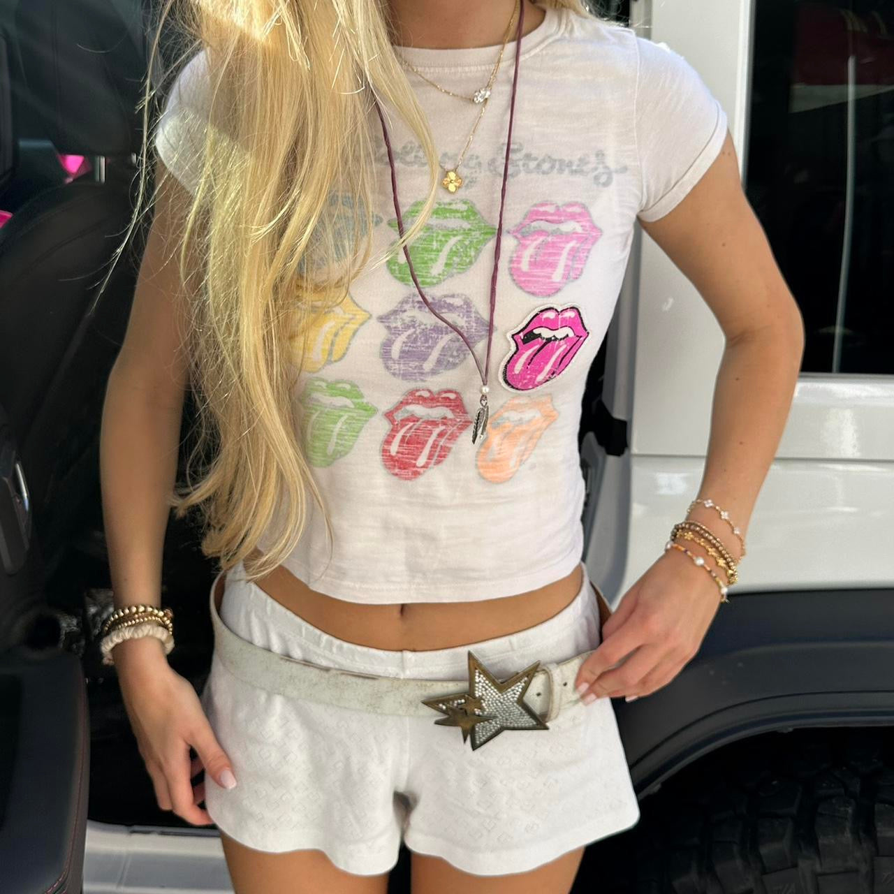 Vintage 2000’s colourful Rolling Stones baby tee
