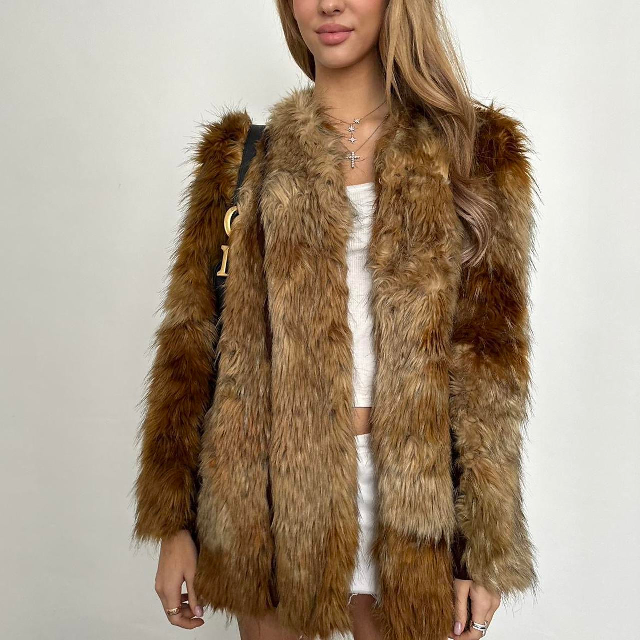 Vintage 2000’s brown faux fur jacket