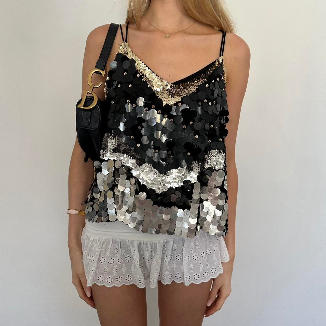 Vintage sequin embellished cami top