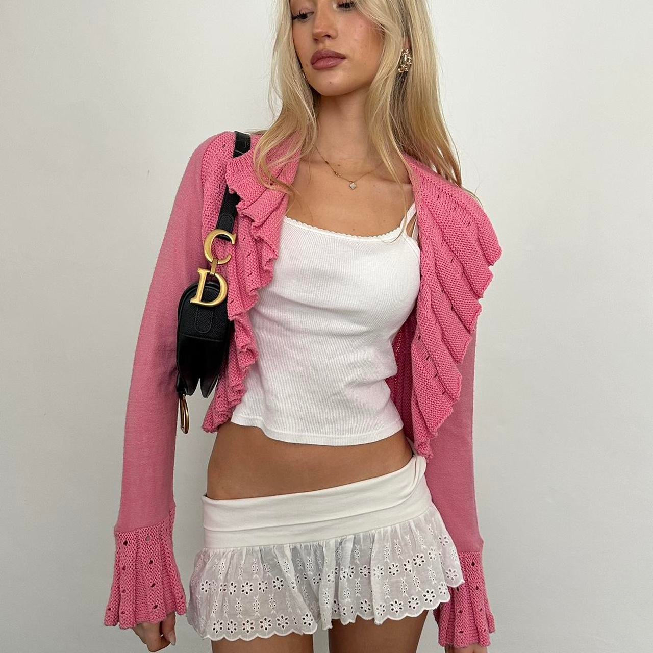 Vintage pink long sleeve cardigan top