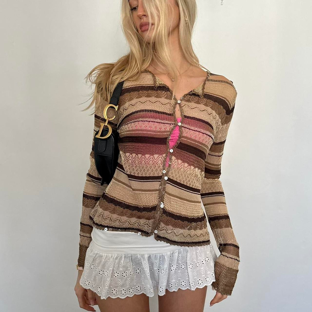 Vintage 90’s brown long sleeve cardigan top