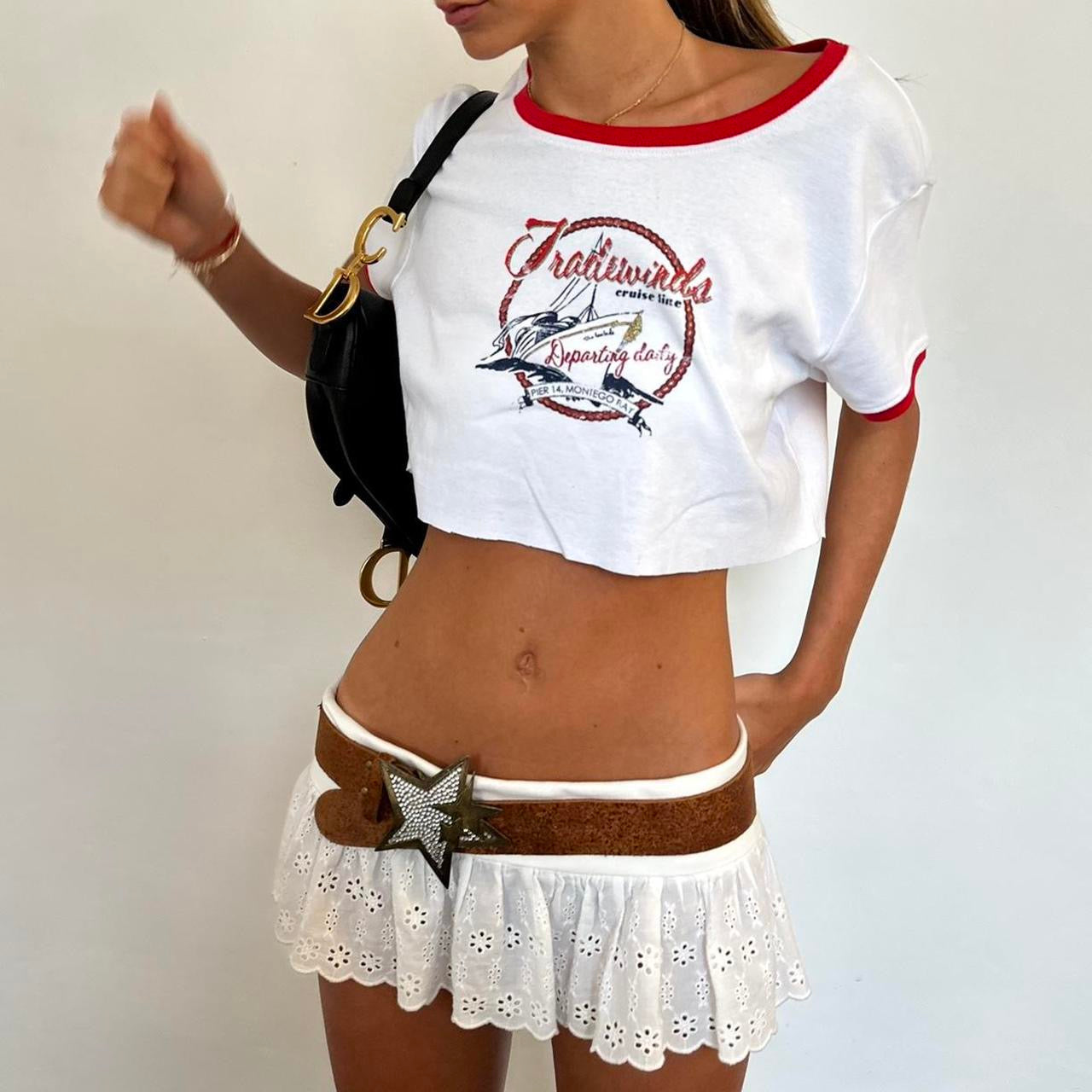 Vintage preppy baby tee relaxed top