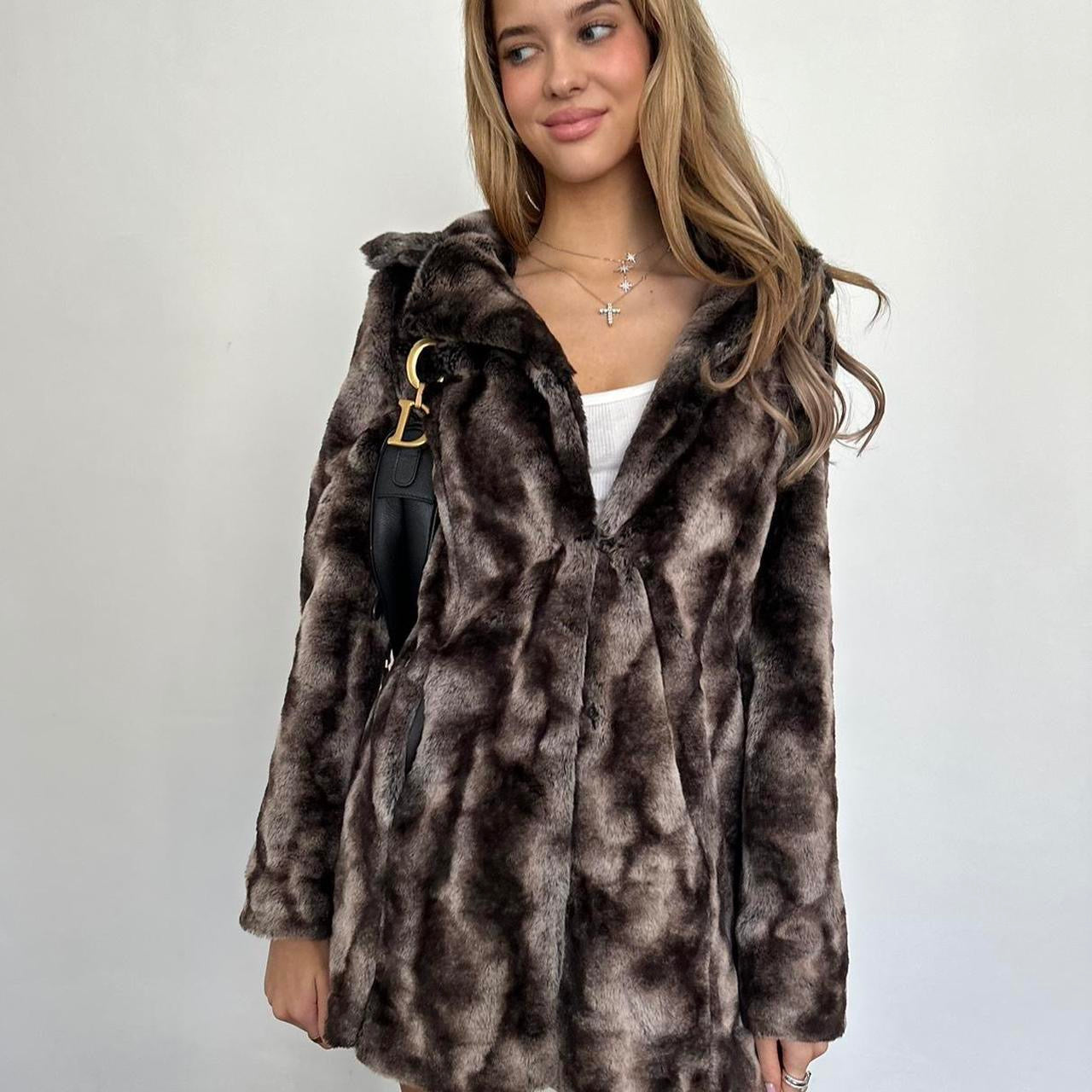 Vintage 2000’s brown faux fur jacket
