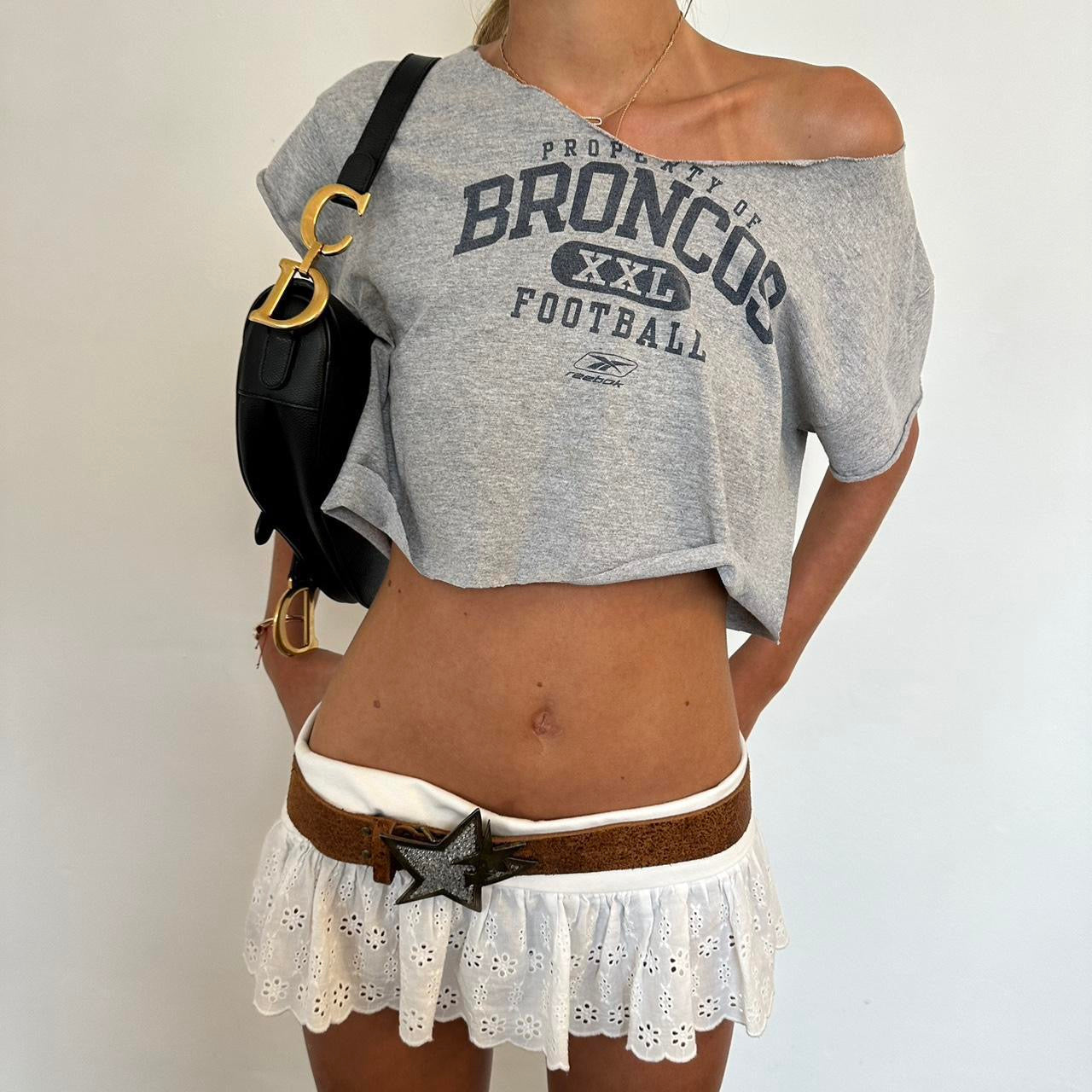 Vintage Broncos grey cropped top