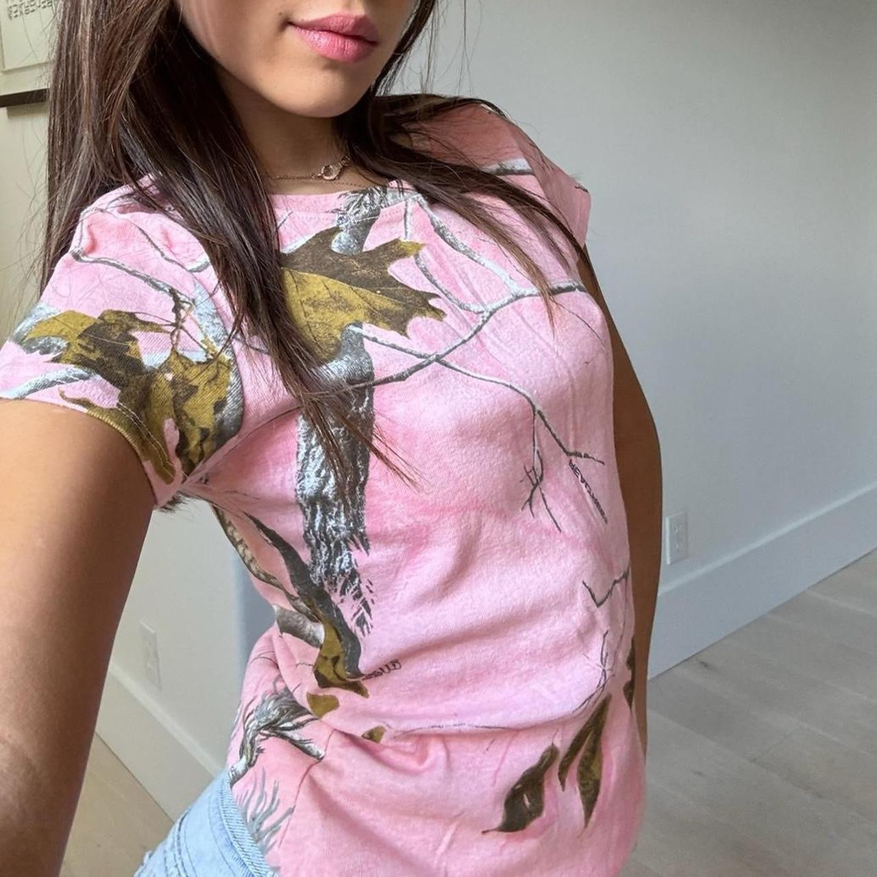 Vintage 2000’s pink camouflage baby tee