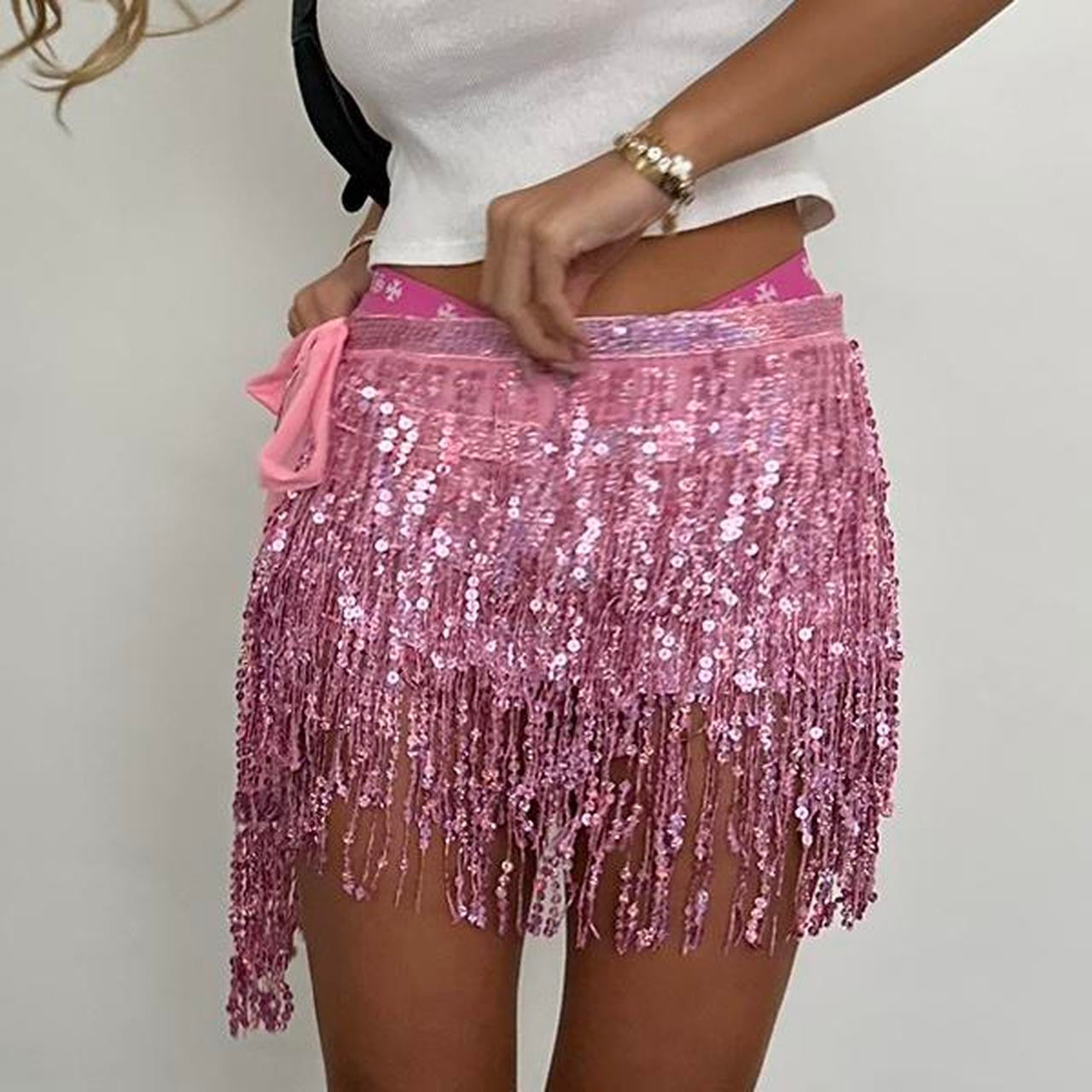 Vintage pink tie up open skirt