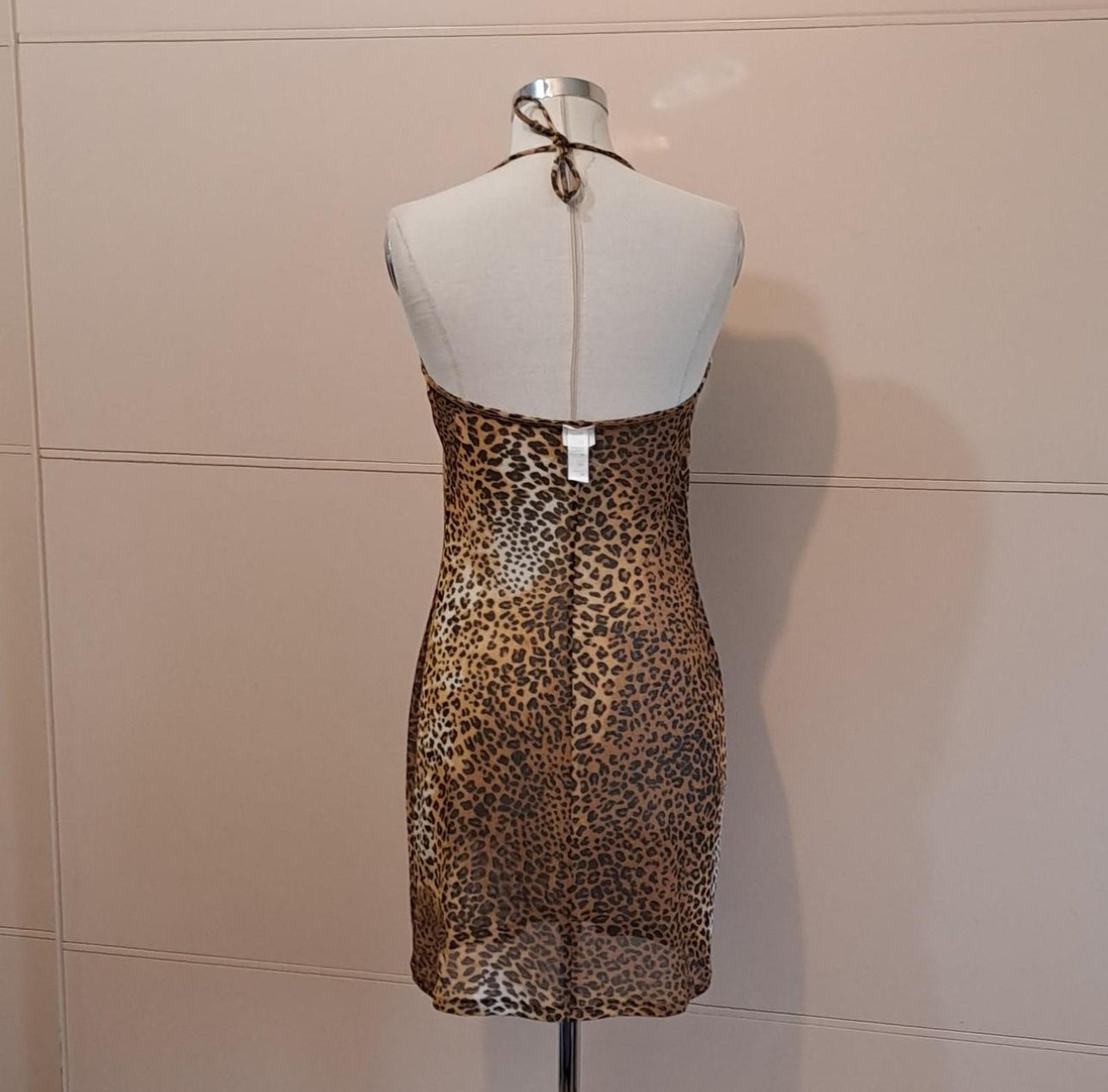 Vintage Antibes French 90’s Leopard print halter neck dress