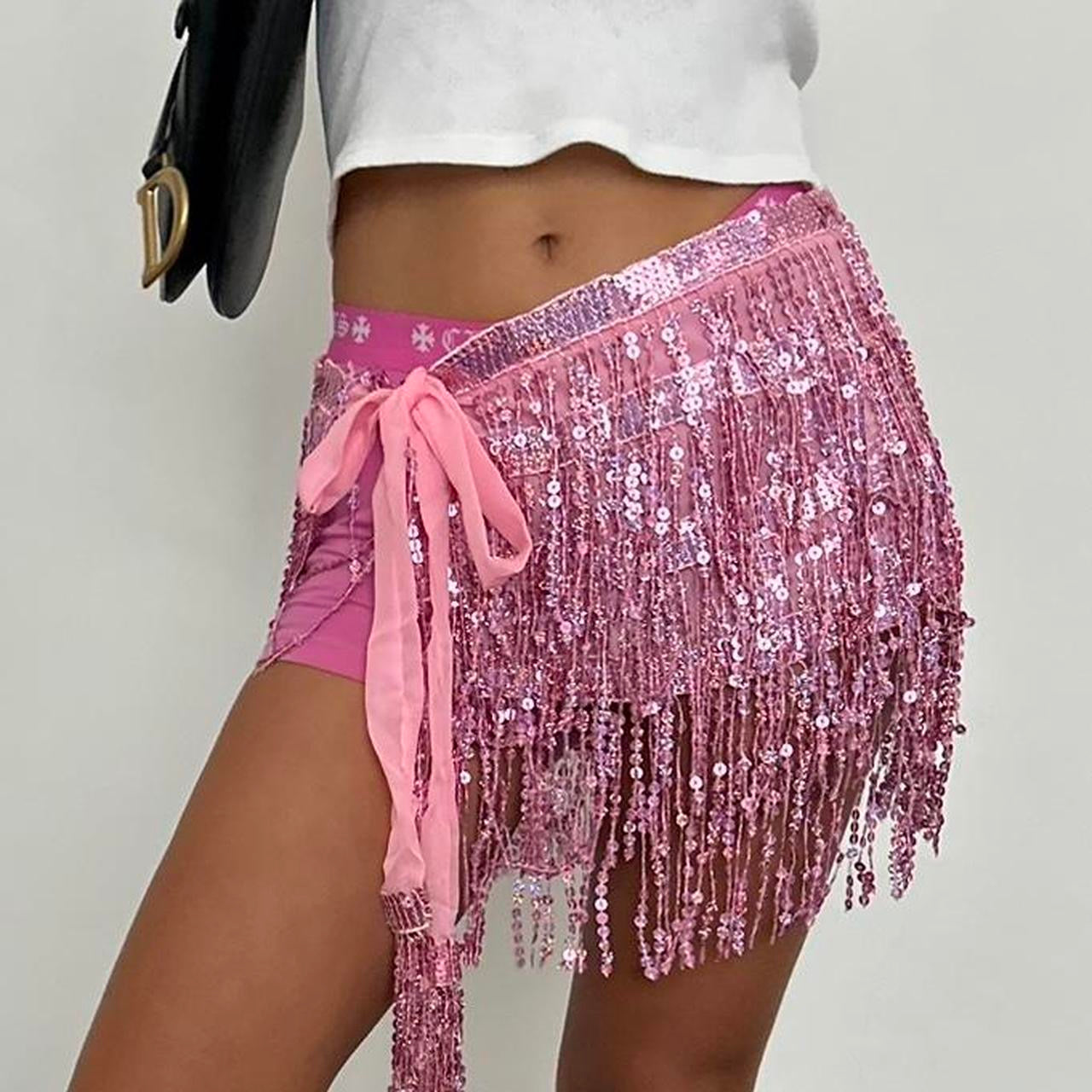 Vintage pink tie up open skirt