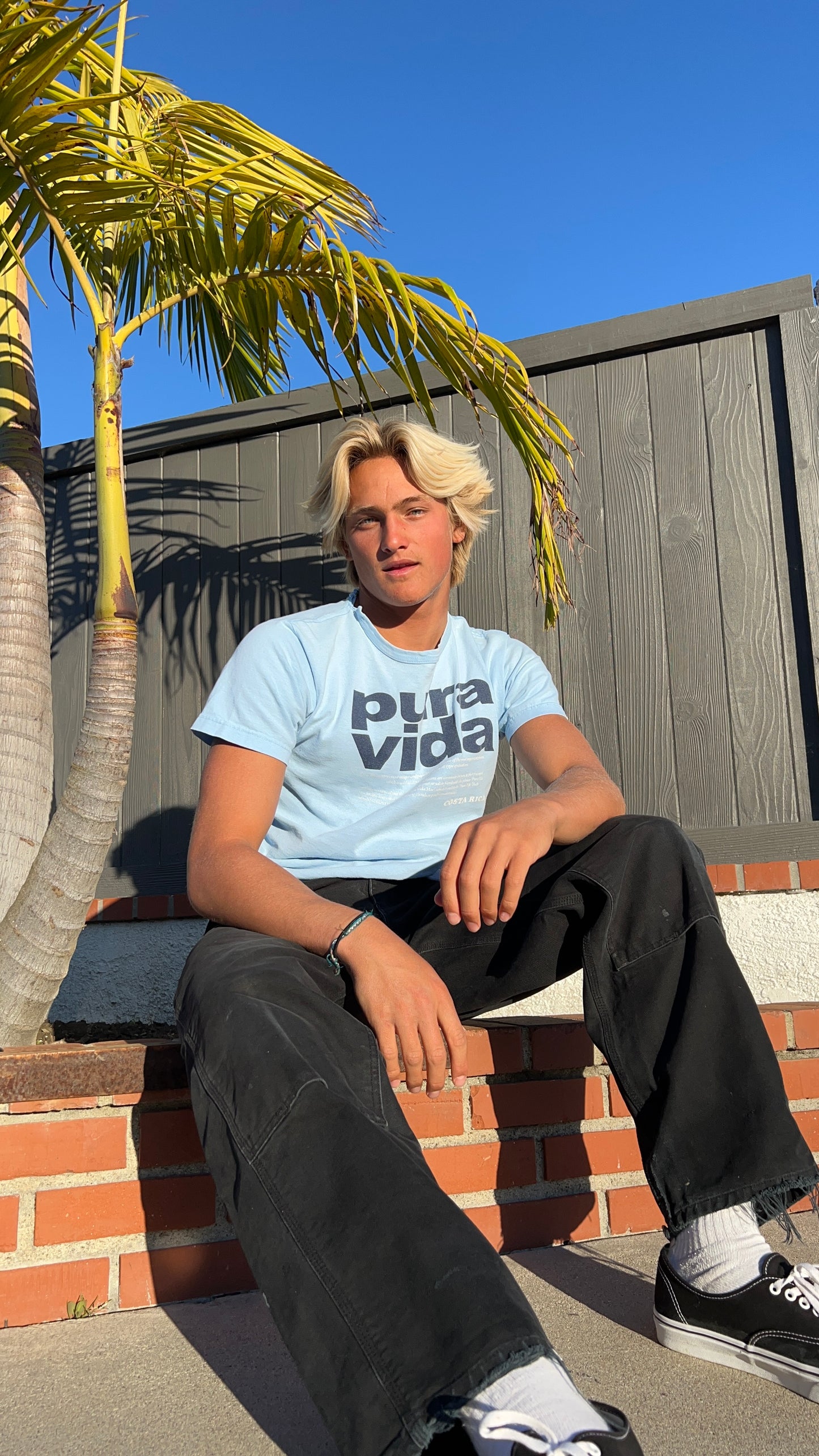 Vintage pura vida blue tee