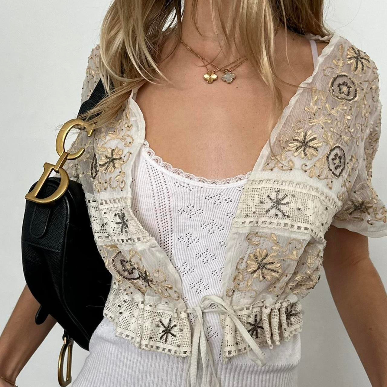 Vintage sequin layering cardigan top